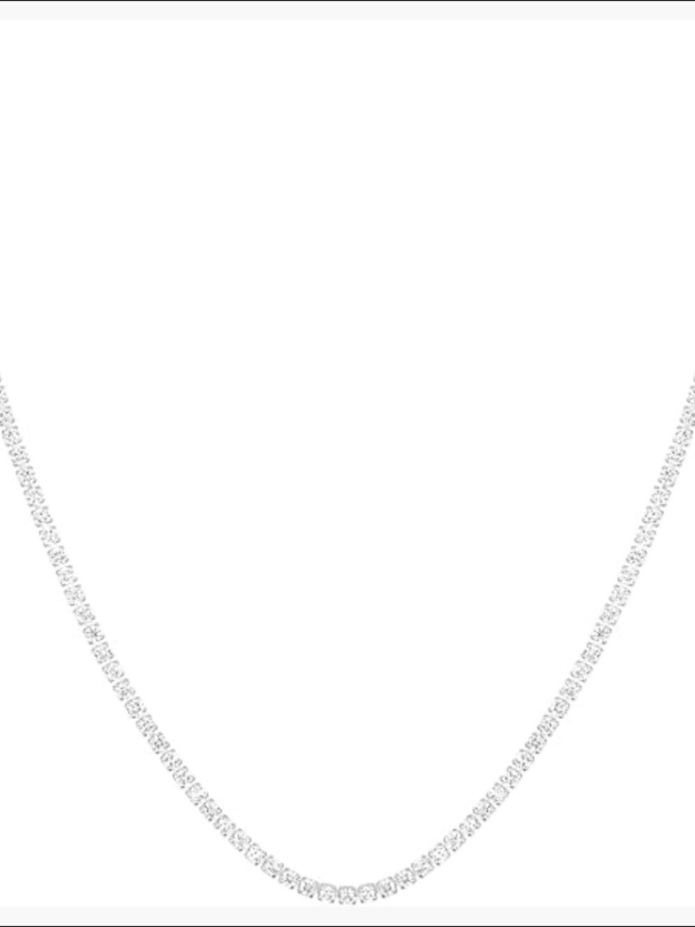 Fine Silver Plated Tennis Necklace Cubic Zirconia 16 Inch